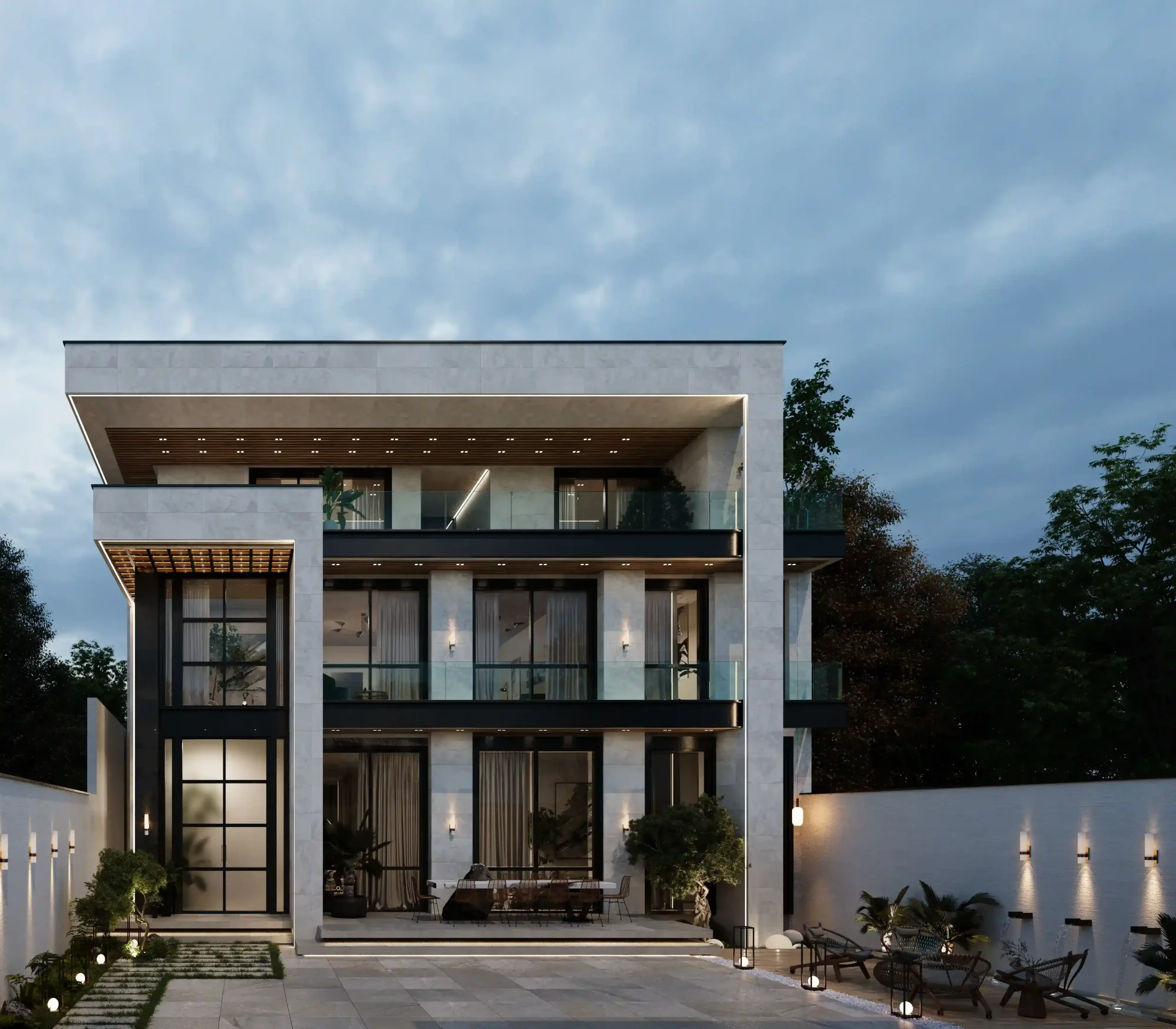 طراحی نمای مدرن ویلای المنصور در عراق