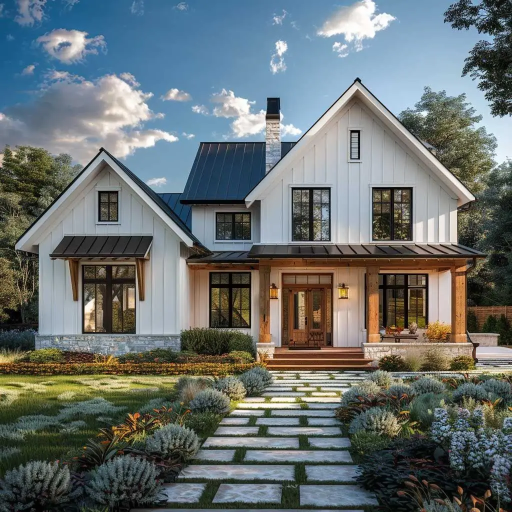 Modern Farmhouse Facade Design 02